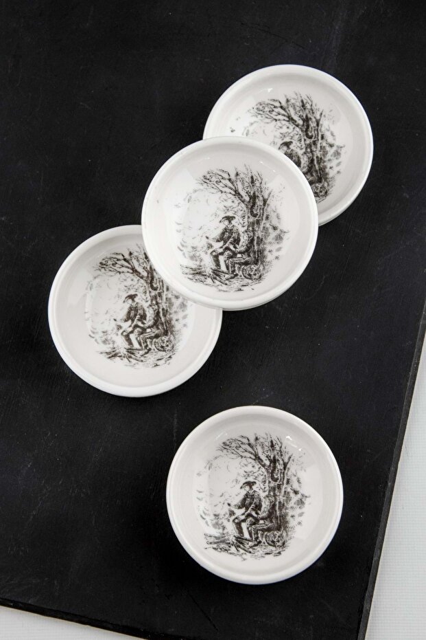 Black British 4 Piece Porcelain Delight Bowl/Cookie Bowl