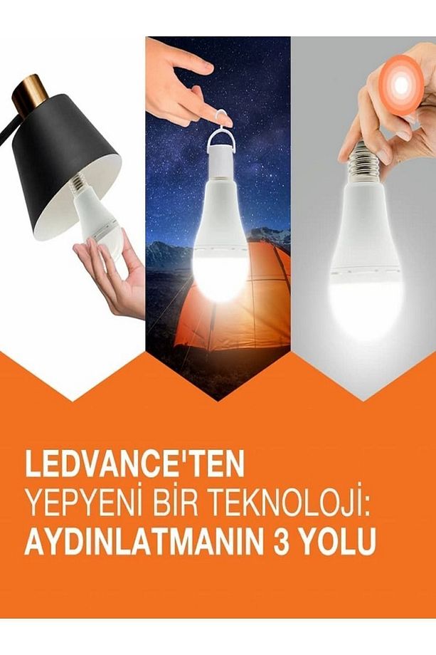 8w E27 Duylu Şarj Edilebilir 2700k Sarı Işık Şarj Edilebilir Şarjlı Led Ampul - 3
