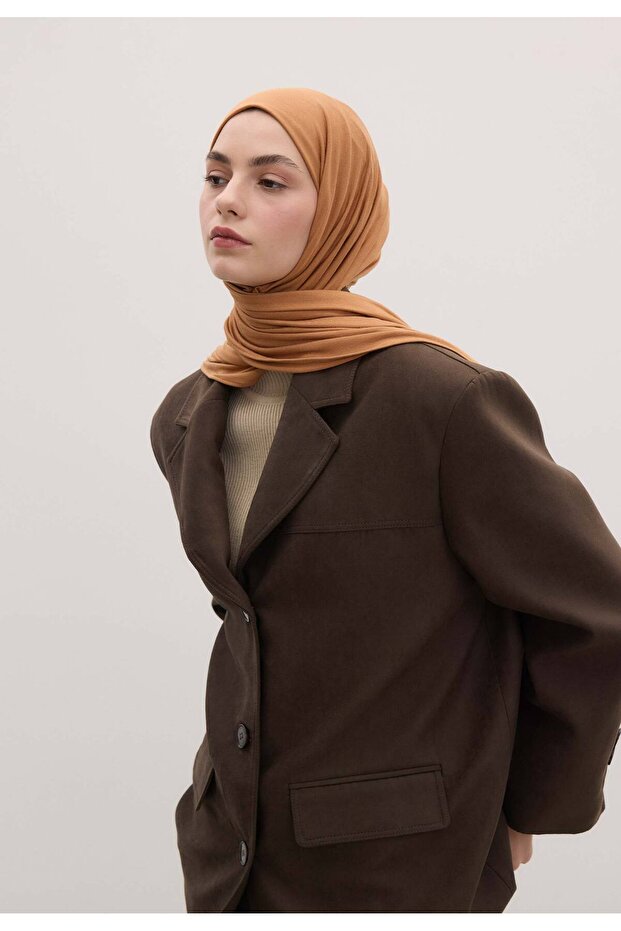 شال قطن ممشط من الخيزران - نمط قشرة القرفة - 1