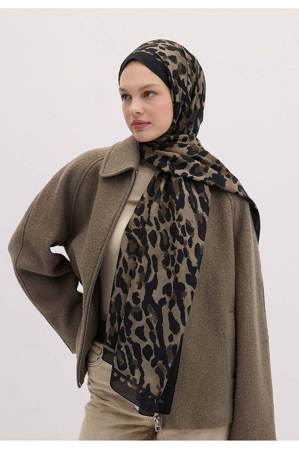 LEOPAR DESEN ŞAL SOFT YEŞİL - 1