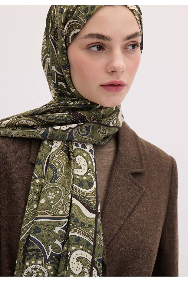 Green Siara Patterned Shawl - 4