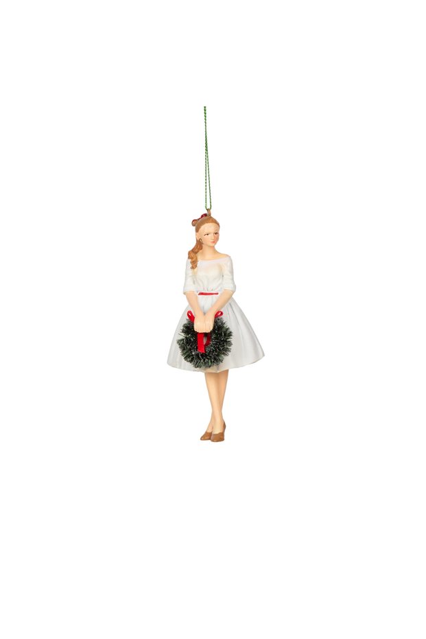 Modern Girl Christmas Ornament White