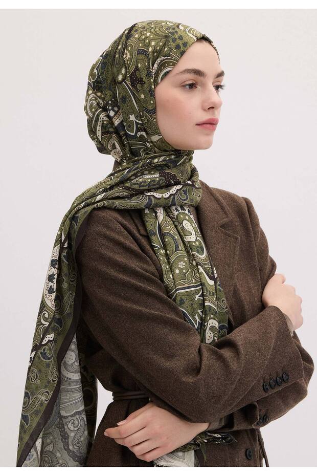 Green Siara Patterned Shawl - 2