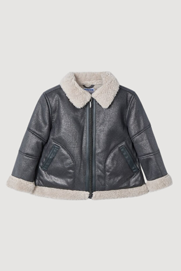 Fur Collar Wool Inside Fleece Winter Jacket Girl's Coat