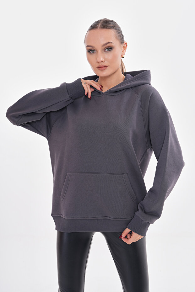 Kapüşonlu Oversize Sweatshirt - 4