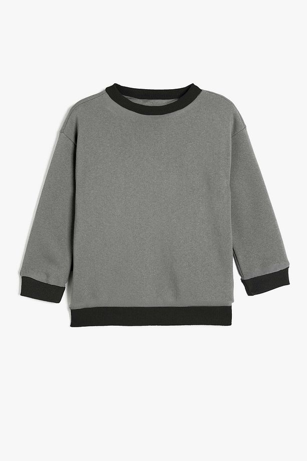 Unisex Çocuk Basic Oversize Sweatshirt - Siyah - 2