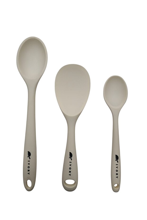3-Piece silicone spoon set hard and heat resistant