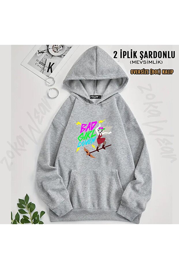 Bad Girl Coven - the Owl House Patterned Oversize Hooded Sweatshirt (2 Thread)