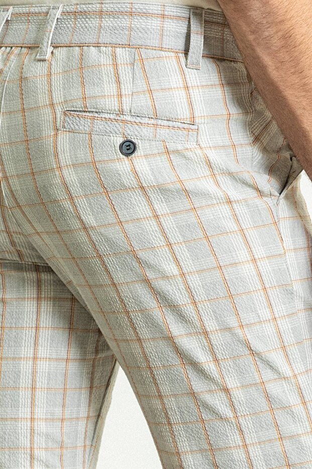 Ekoseli Super Slim Fit Erkek Şort Gri - 18101.23Y - 3