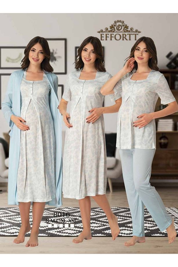 VENERA Lohusa Hamile Pijama Takımı Sabahlıklı 4 lü Premum üx Set - 1