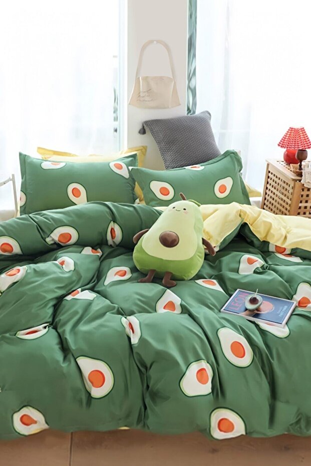 Ranforce Fitted Single Duvet Cover Set Avocado