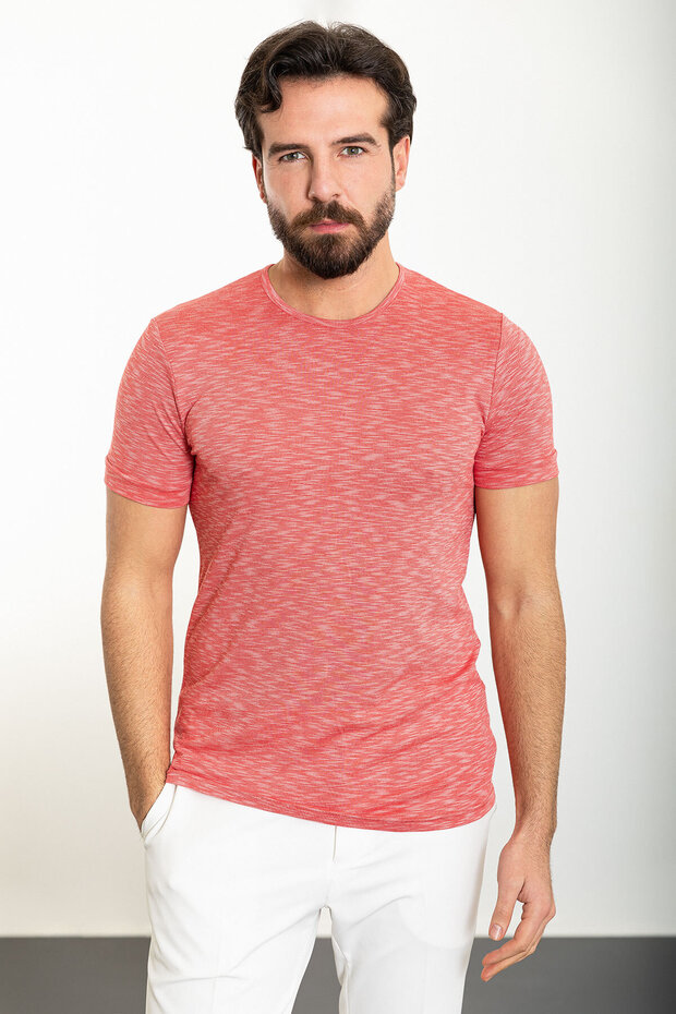 Gray Slim Fit Crew Neck Men's T-Shirt Tile - 36811.24Y