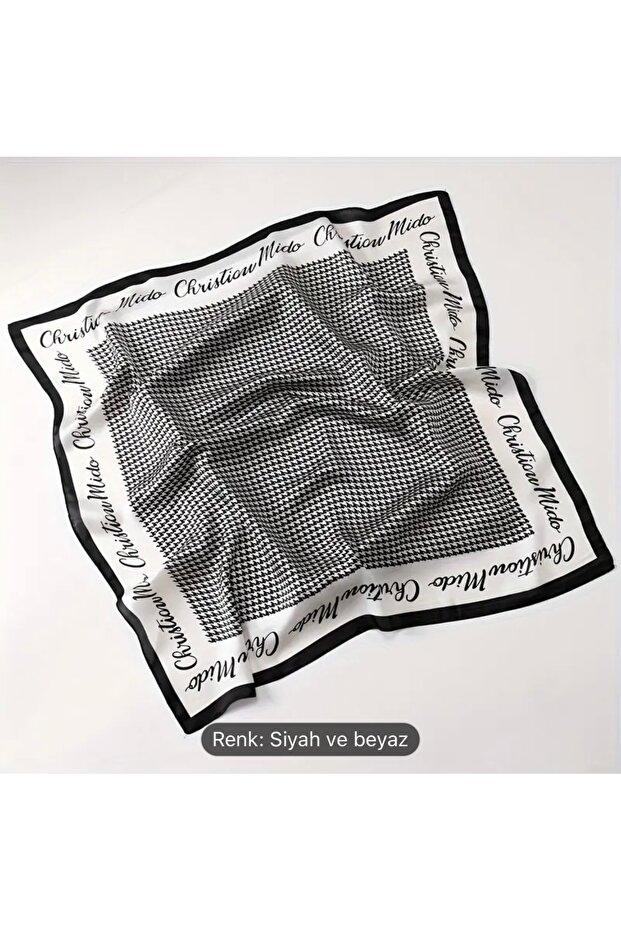 Stylish French Houndstooth Patterned Square Scarf - 5