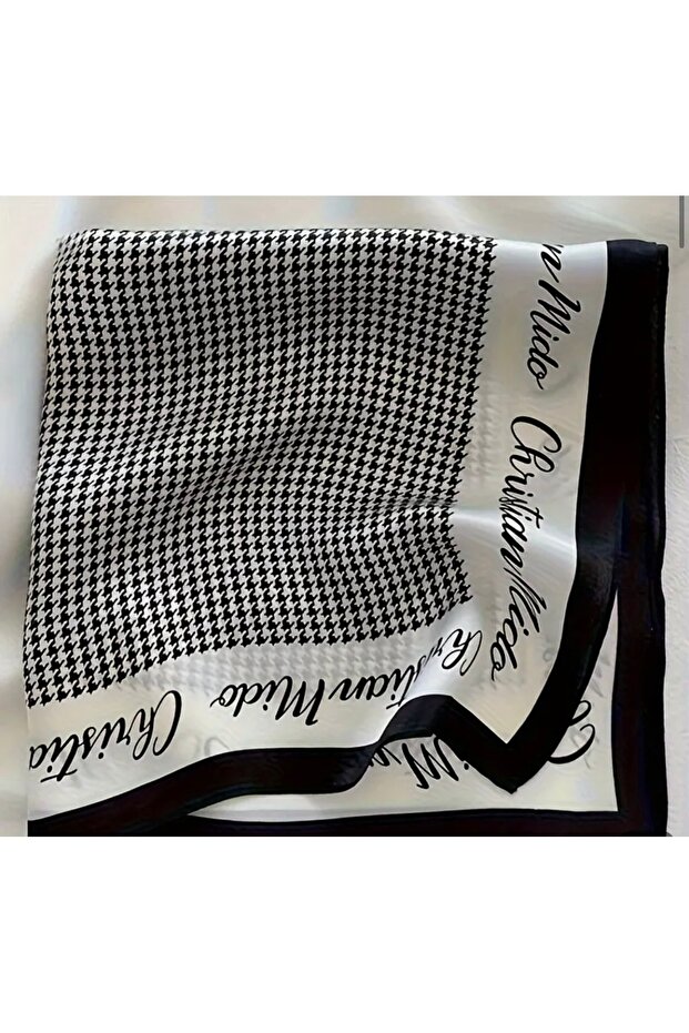 Stylish French Houndstooth Patterned Square Scarf - 6
