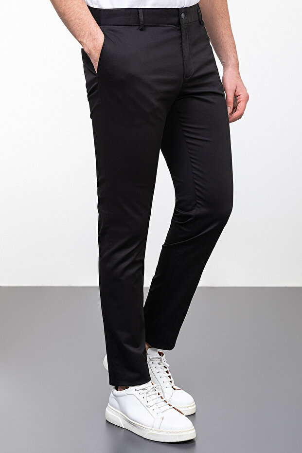 Straight Super Slim Fit Men's Trousers Black - 38158.23Y