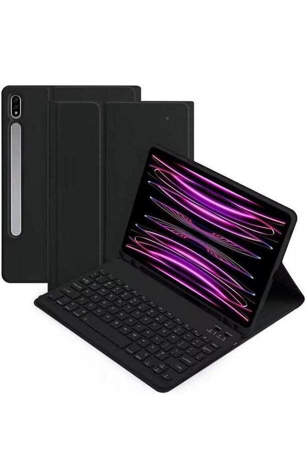 Samsung Galaxy Tab S10 Plus Tablet Kılıf Bluetooth Keyboard Klavye Akıllı Standlı Wireless Touchpad - 1