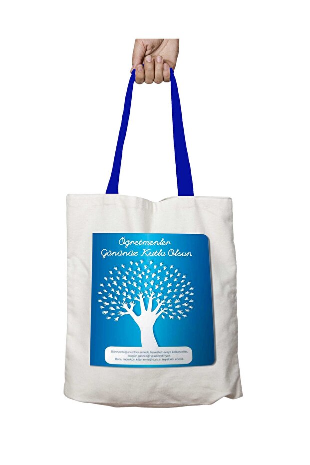 Blue Handle Happy Teacher's Day Washable Shoulder Bag