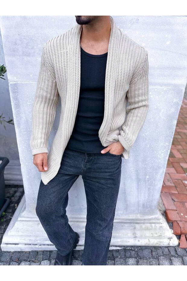 Cardigan Thick Knitted Shawl Collar Pocket Poncho Knitwear Cardigan Without Closure
