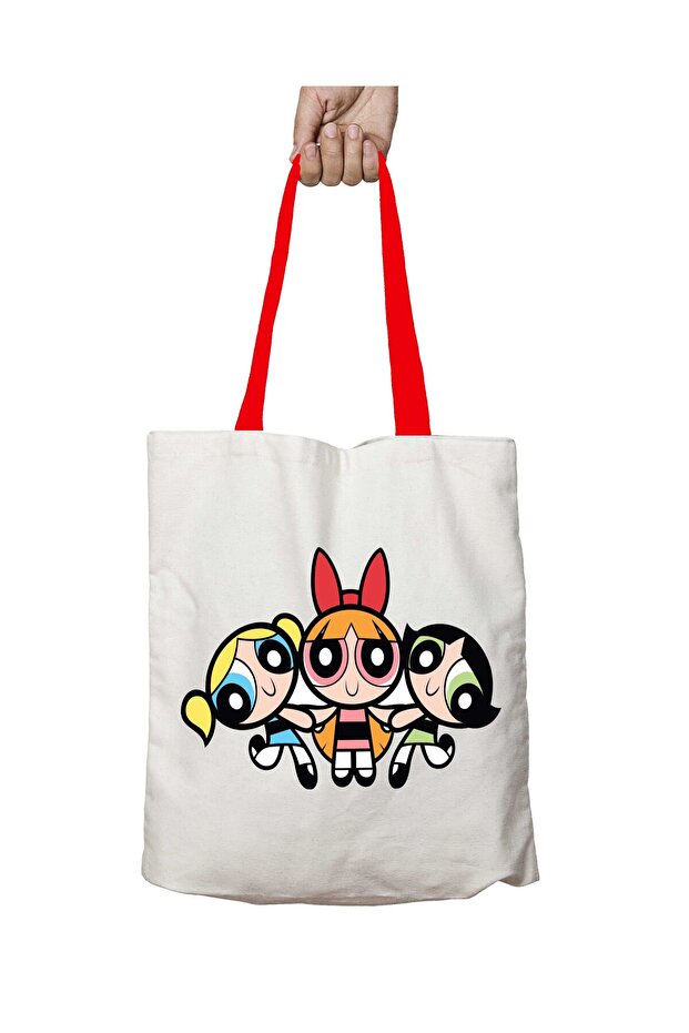 Powerpuff Girls Washable Shoulder Bag with Red Handles