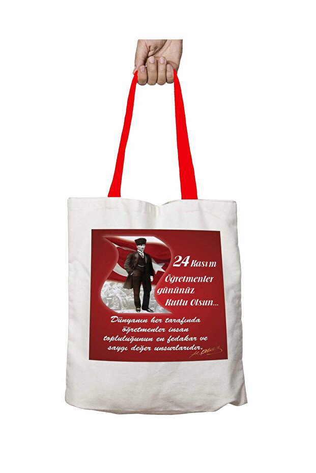 Red Handle Teachers' Day Ataturk Washable Shoulder Bag