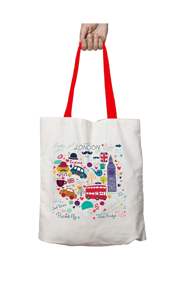 Red Handle London English by Washable Shoulder Bag