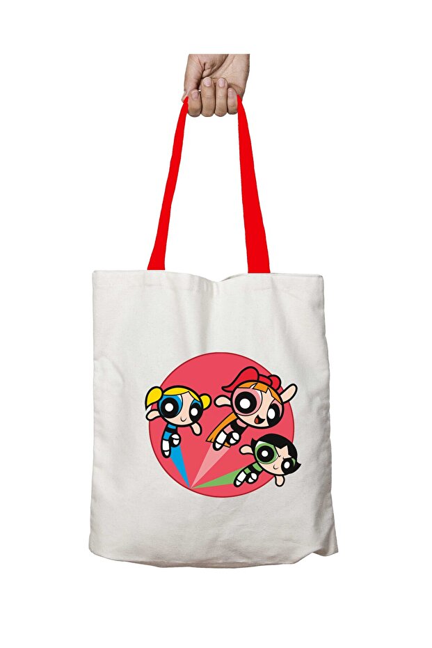 Red Handle Powerpuff Girls Animation Washable Shoulder Bag