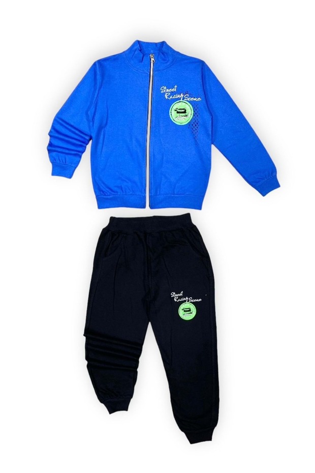 Zippered Two Thread Kids Tracksuit Set MNK0554 DARK BLUE