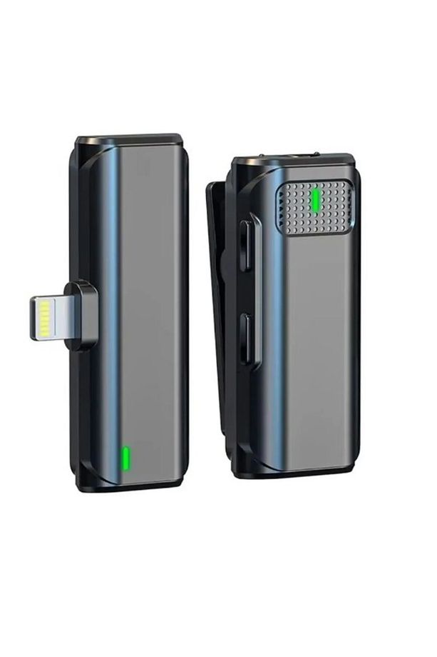 V8 iPhone Lightning Uyumlu Kablosuz Yaka Mikrofonu Klipsli Şarj ve Taşıma Kutulu - 2