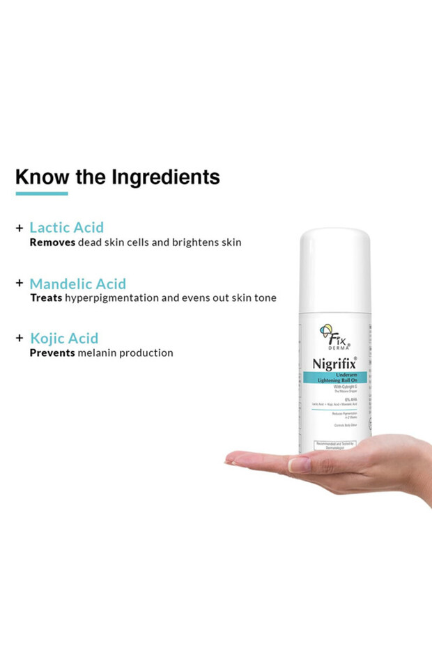 Nigrifix Underarm Lightening Roll-on |AHA, Lactic Acid | Sensitive Skin - 60ml - 5