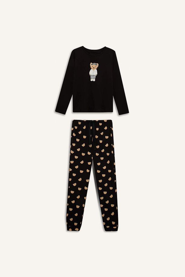Fall In Love Pijama Takımı Regular Fit Bisiklet Yaka Baskılı Uzun Kollu Üst Uzun Alt D2277ax24wn - 1