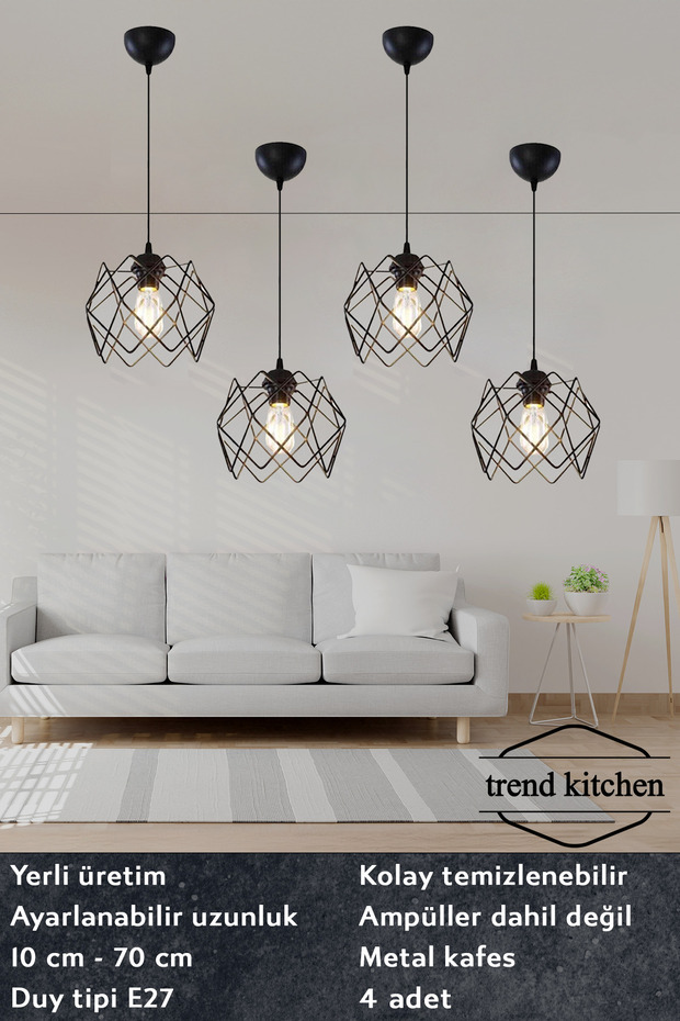 Siyah 4 Adet Trend Avize - 1