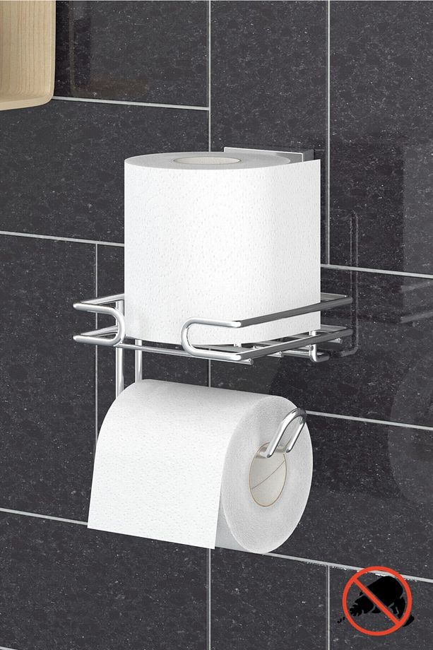 Delme Vida Matkap Yok! Easyfıx Yapışkanlı Yedekli Tuvalet Kağıtlık Krom Ef275 - 1