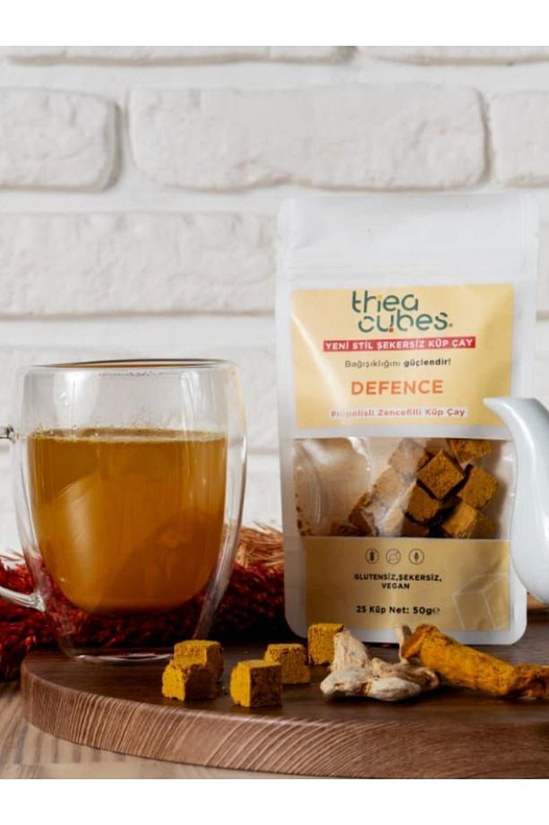 Thea Cubes Deffence Şekersiz Küp Çay 25 Küp 50 gr Propolisli Zencefilli Bitki Çayı Vegan - 4