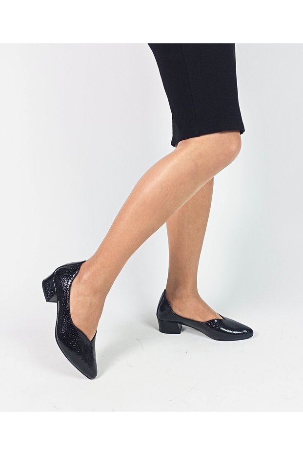 Genuine Leather Black Honeycomb Pattern Thick Heel 35-36-37-38-39-40-41 Size Women's Shoes