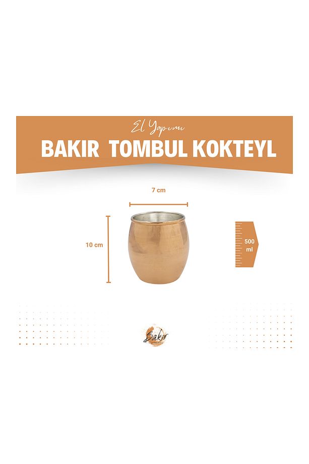 Bakır Bardak Tombul Kokteyl Bakır Renk - 8