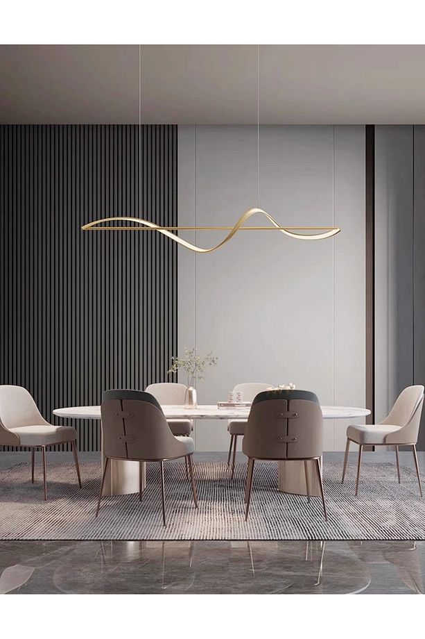 Ledli Yemek Masası Uzun Avize Modern Sıralı 3 Renk Ledli Sıralı Ledli Avize - 2