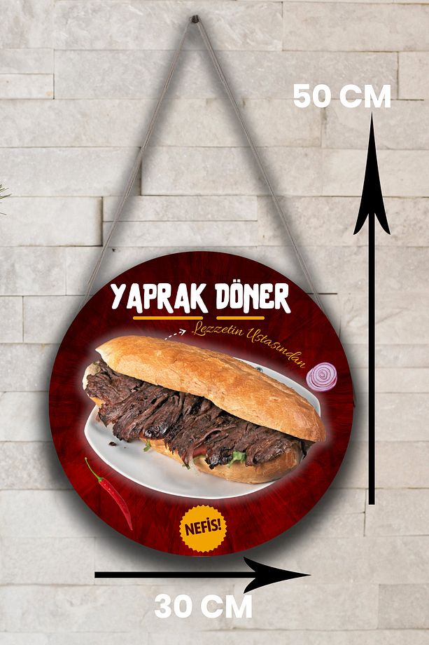 Et Döner Salonu Için Tek Taraflı Karşılama Tabelası, Döner Dükkanı Kapı Duvar Tablo Pano Süs Dekoru - 5