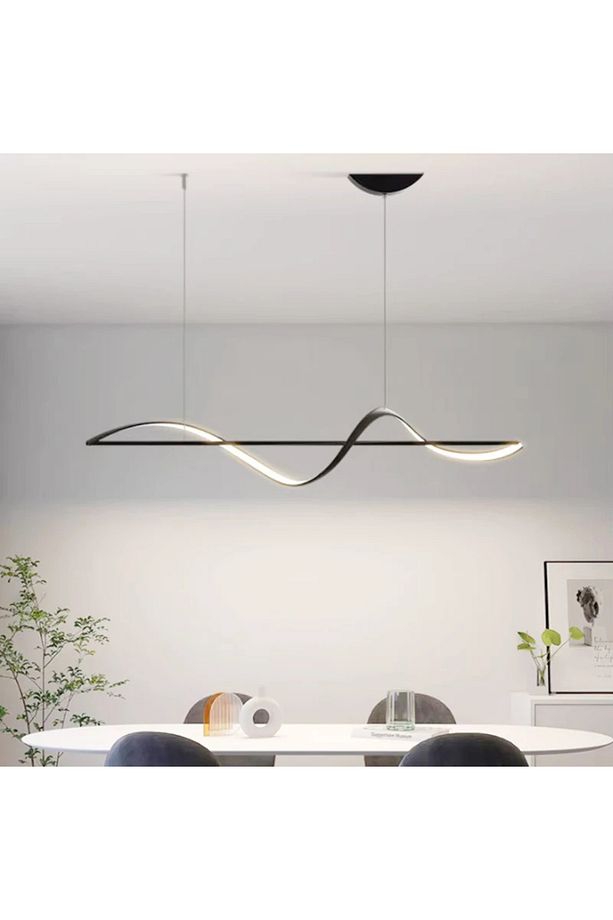 Ledli Yemek Masası Uzun Avize Modern Sıralı 3 Renk Ledli Sıralı Ledli Avize - 4