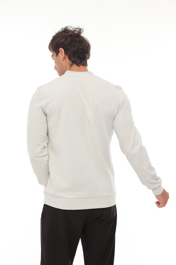 Yarım Fermuarlı Kolej Yaka Sweatshirt Regular Fit-açık Gri-2317 - 4