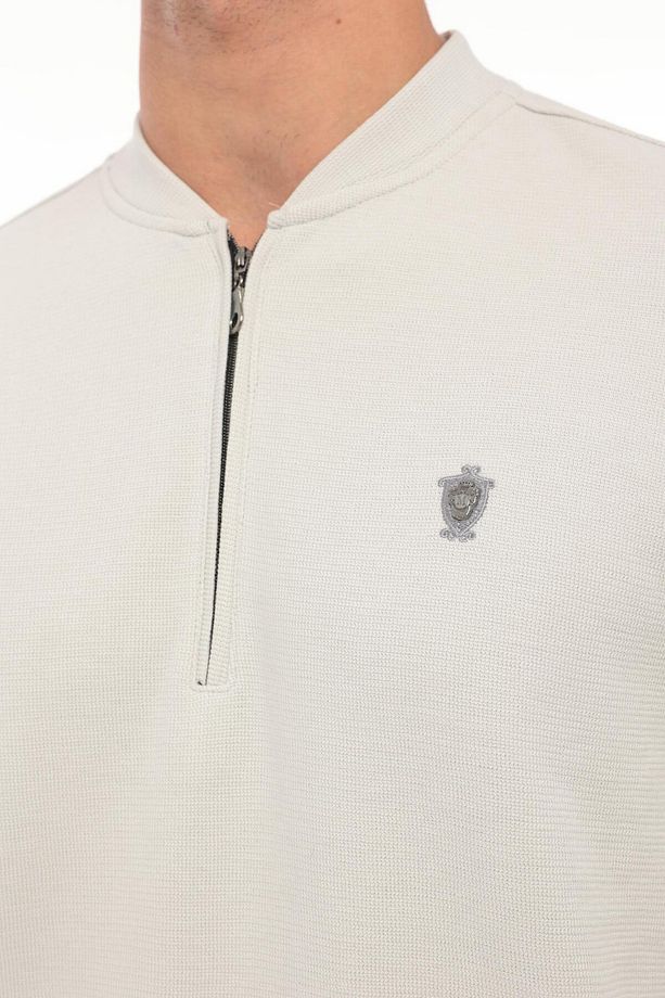 Yarım Fermuarlı Kolej Yaka Sweatshirt Regular Fit-açık Gri-2317 - 3