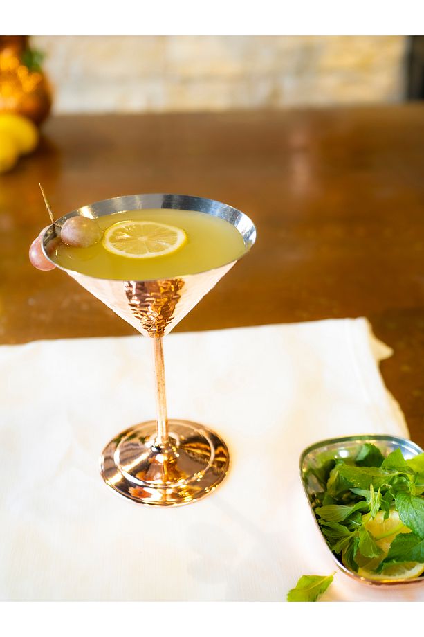 Bakır Kadeh Martini Çekiç Dövme Model Parlak Bakır Renk - 5