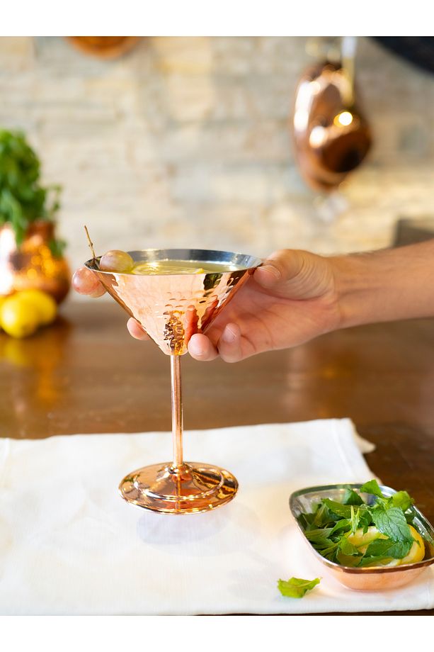 Bakır Kadeh Martini Çekiç Dövme Model Parlak Bakır Renk - 3