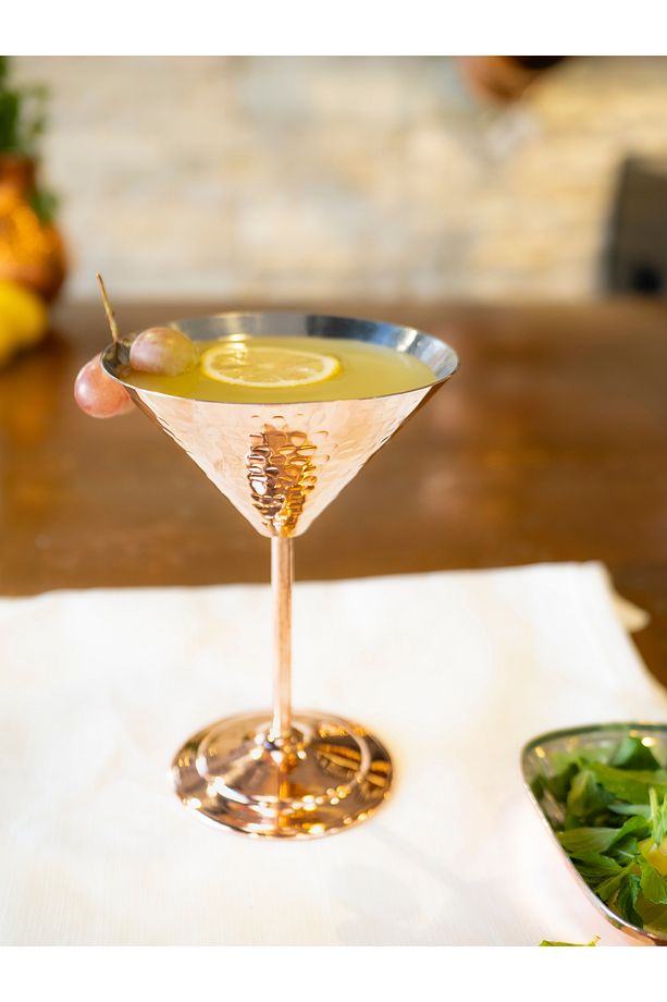 Bakır Kadeh Martini Çekiç Dövme Model Parlak Bakır Renk - 1