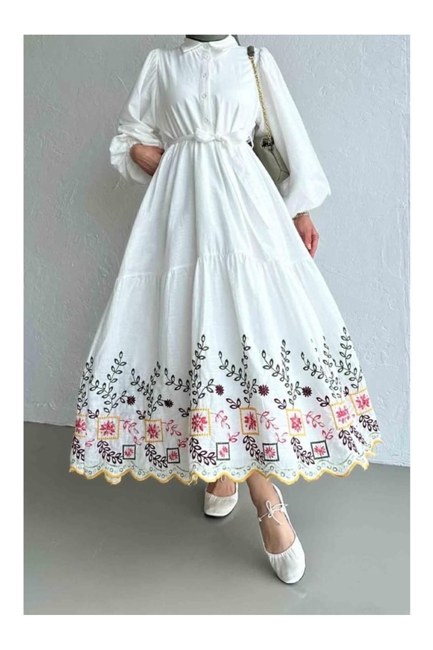 Rochie Emma din in brut brodat - 1