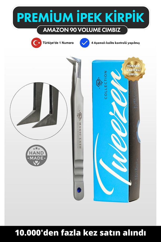 Amazon 90 Mega Volume Profesyonel Premium Ipek Kirpik Cımbızı - 1