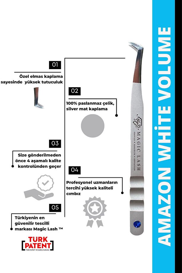 Yeni Model Amazon Ipek Kirpik White /beyaz Volume Cımbız - 6