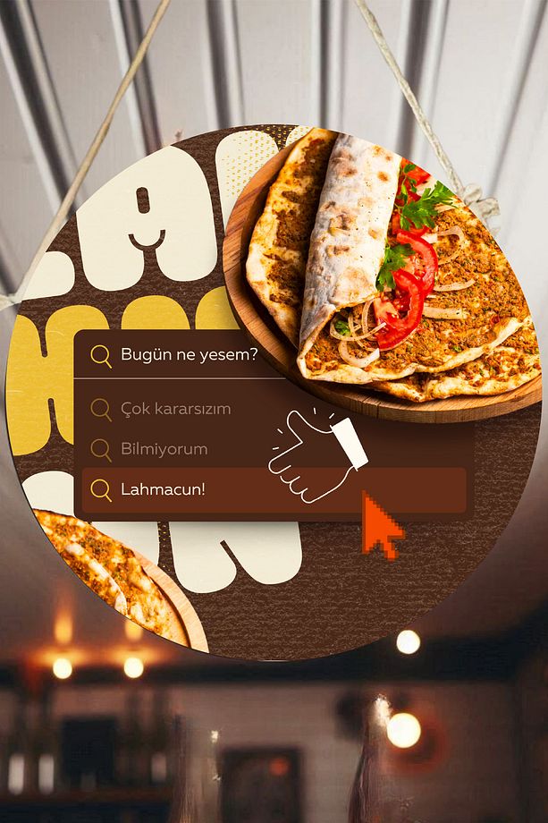 Lahmacun Salonu için Duvar, Kapı, Tek Taraflı Askılı Pano Karşılama Tabelası, Restoran Tablo Süsü - 4
