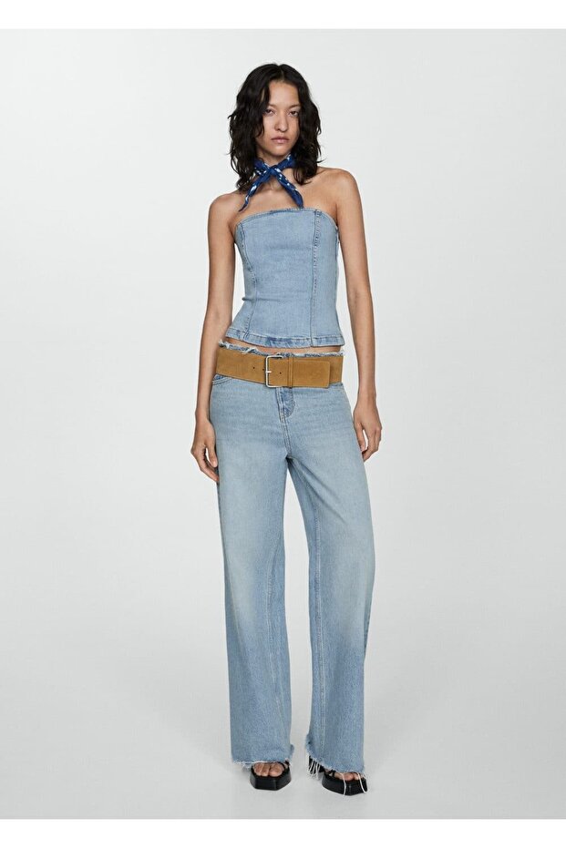 Straplez denim bluz - 2