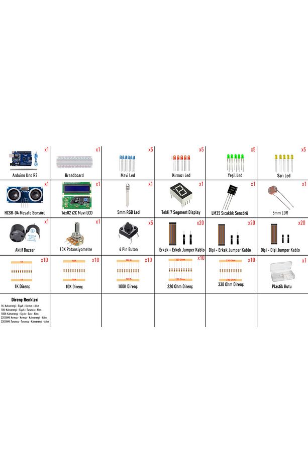 Arduino Set 26 Parça 148 Adet Başlangıç Seti ( Malzeme Kutulu ) - 7