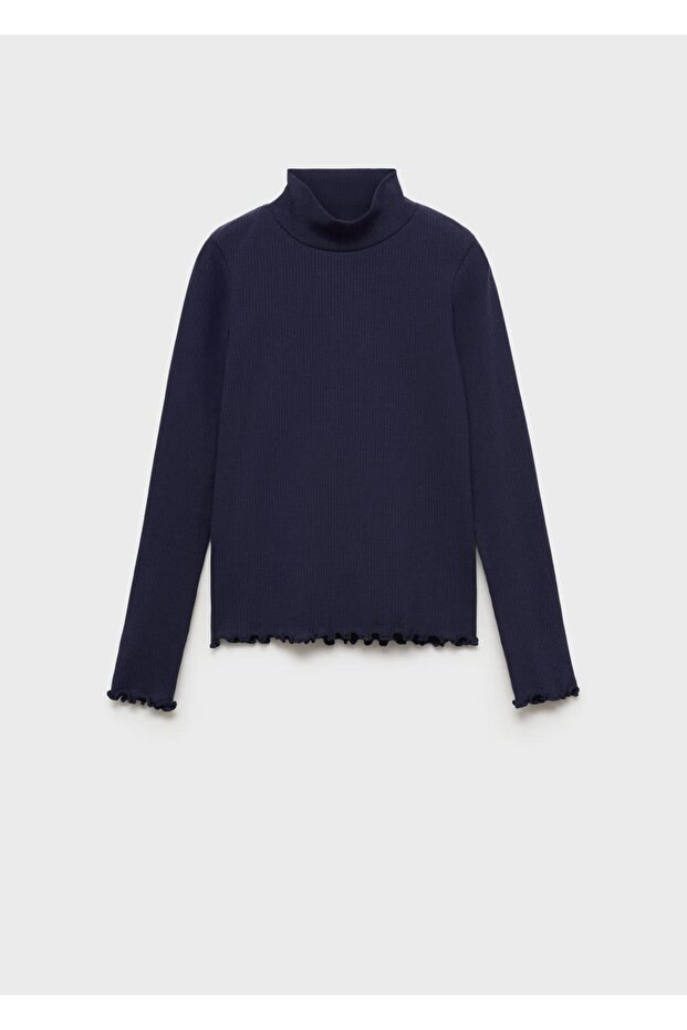 Lastikli dik yaka tişört - 1